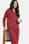 Zivame Buzzers Knit Cotton Pyjama Set - Karanda Red — thumbnail 1